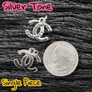 Single Piece Silver Tone Engraved Logo Chanel Zipper Pull Charm